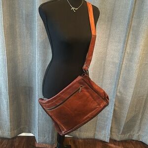 Brown Red Messenger Bag